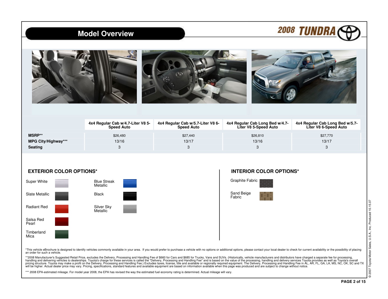 2008 Toyota Tundra RC 4x4 Brochure Page 3